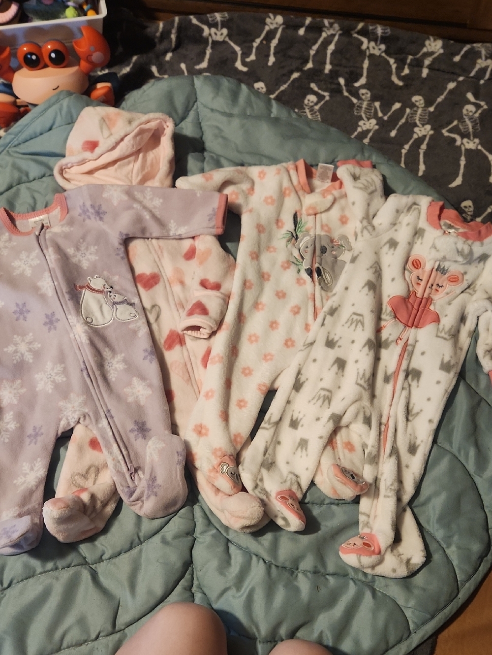 Plush Footed One-Piece Sleepers - Soft Pink, Lavender, White